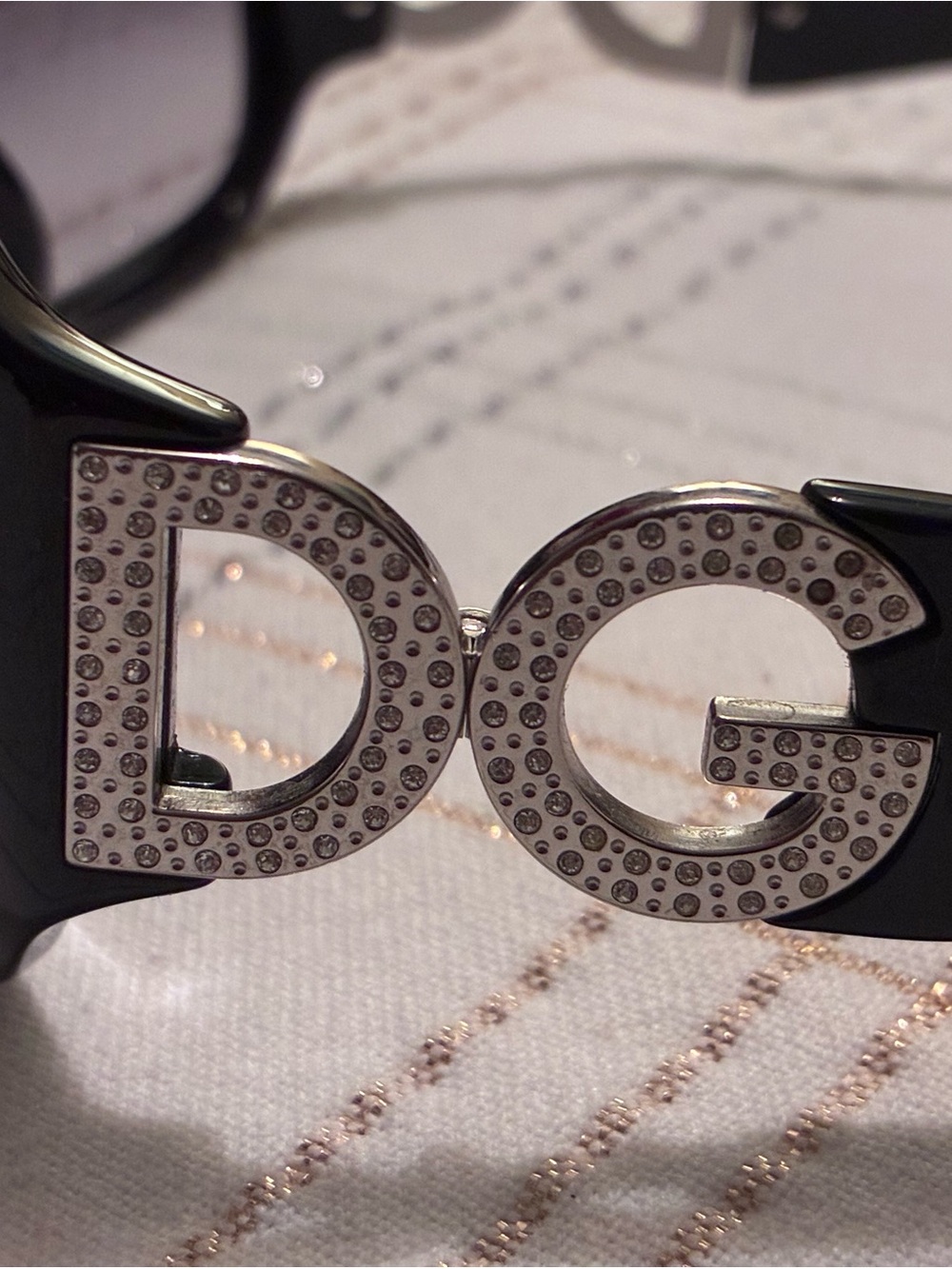 Dolce & Gabbana Black Sunglasses with Crystal DG Logo - Picture 5 of 8